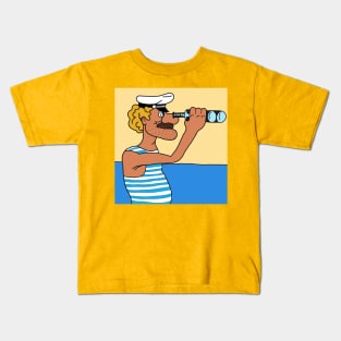 Sailor looking through binoculars Kids T-Shirt